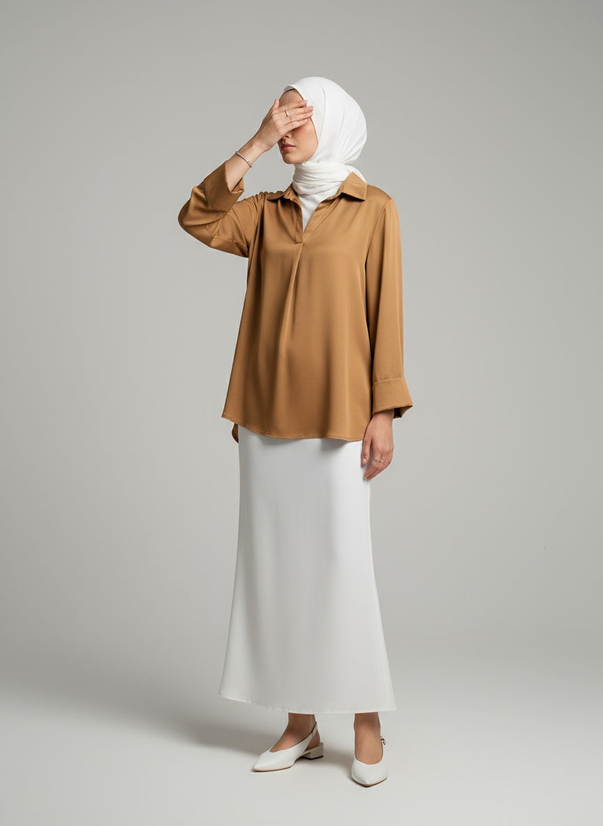 BLOUSE SATIN TAWANY