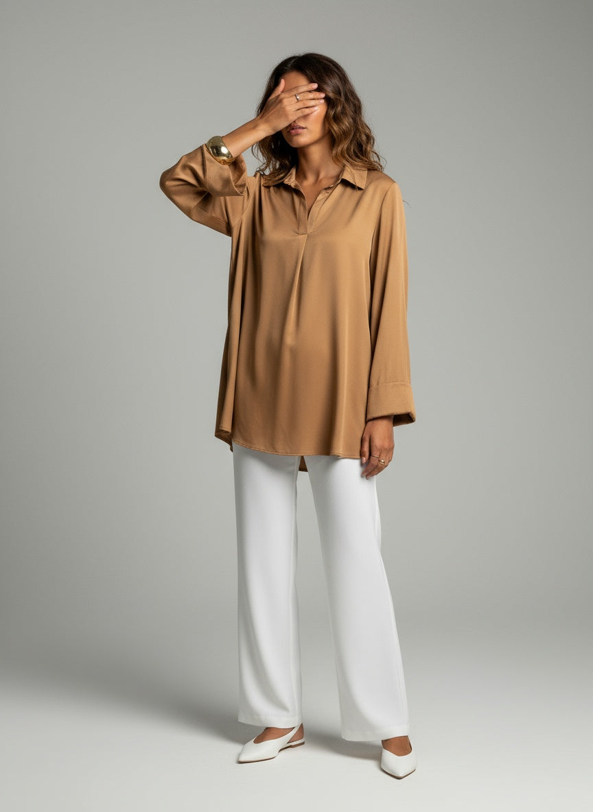 BLOUSE SATIN TAWANY